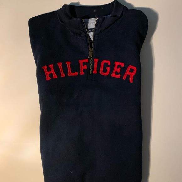 Tommy Hilfiger Spell Out Half-Zip Sweater Large - Picture 3 of 5